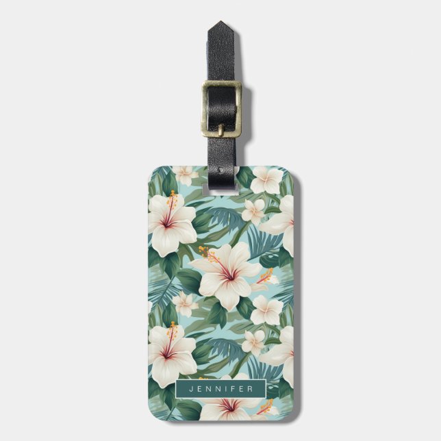 Hawaiian Flowers Luggage Tags (Front Vertical)