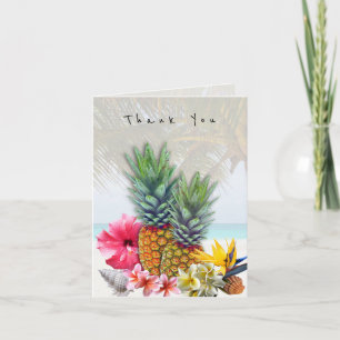 Hawaiian Flowers Pineapples Seashells Thank You
