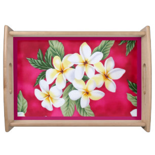 Hawaiian flowers serving tray