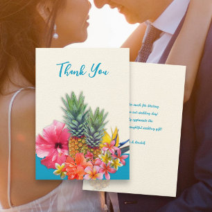 Hawaiian Flowers Thank You Message Flat Cards