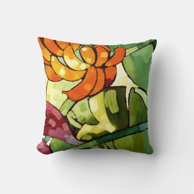 Hawaiian Flowers Throw Pillow (Front)