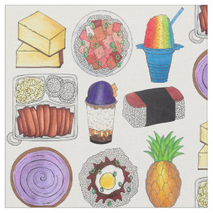 Hawaiian Foods Island Cuisine Shave Ice Loco Moco Fabric