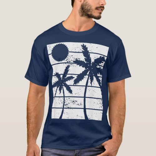 Hawaiian  For Palm Tree Retro Vintage Tropical Bea T_Shirt