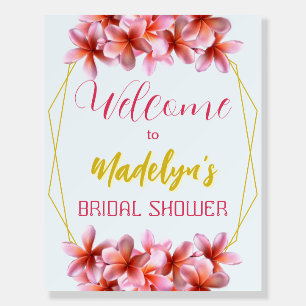 Hawaiian Frangipani Flowers Bridal Shower Welcome Foam Board