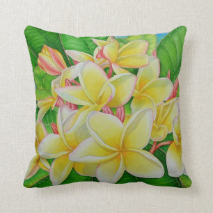 Hawaiian Frangipani Throw Pillow
