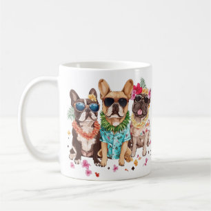 Hawaiian French Bulldogs Flower Lei Coffee Mug