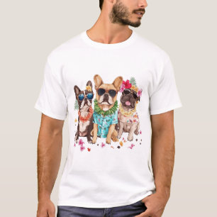 Hawaiian French Bulldogs Flower Lei T-Shirt