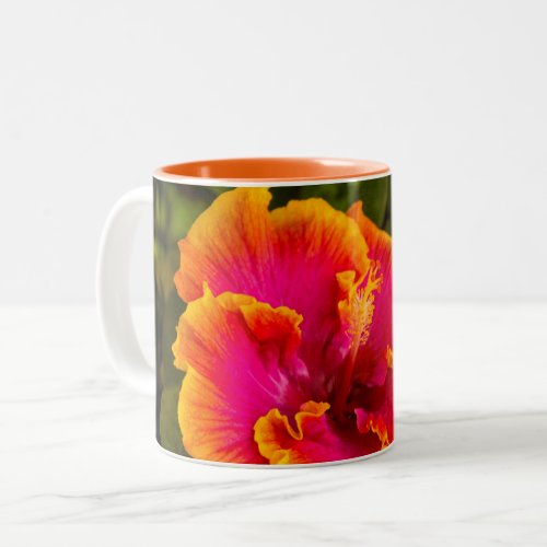 Hawaiian Fuchsia and Orange Hibiscus from Kauai Two_Tone Coffee Mug