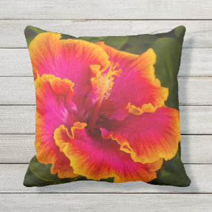 Hawaiian Fuchsia Hibiscus from Kauai Outdoor Outdoor Pillow