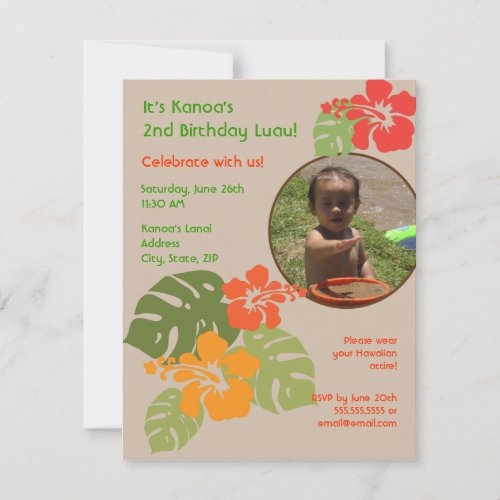 Hawaiian Garden Birthday Photo Invitation