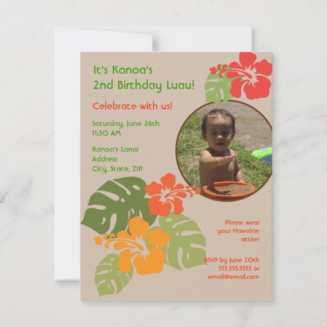 Hawaiian Garden Birthday Photo Invitation (Front)
