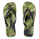 Hawaiian Garden Tropical Leaves | green black Flip Flops Hawaiian Garden Tropical Leaves | green black Flip Flops