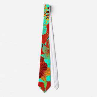 HAWAIIAN GETAWAY STYLE BOLD COLORS FLORAL NECK TIE