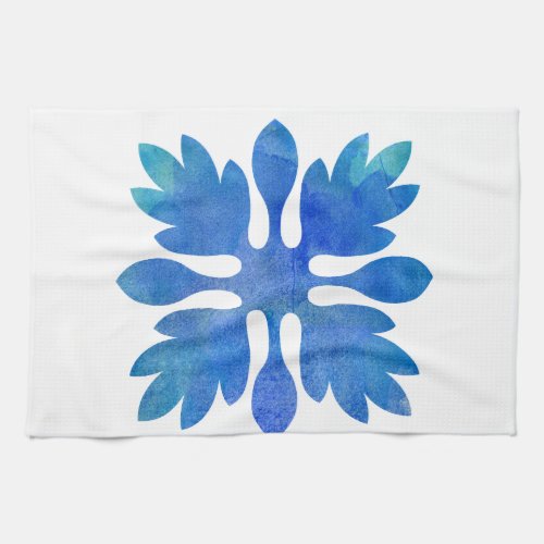 Hawaiian Ginger Quilt Ocean Blue Watercolor Towel