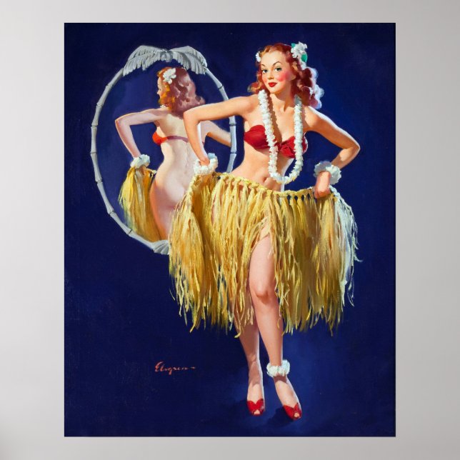 Hawaiian Girl Pin Up Poster (Front)