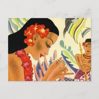 Hawaiian Girl Postcard by Clareville at Zazzle