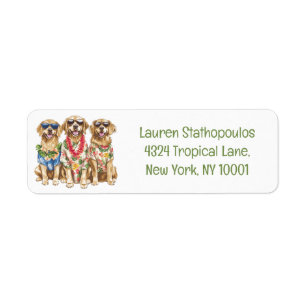Hawaiian Golden Retriever Dogs Flower Lei Label
