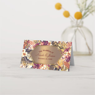 Hawaiian Golden Tropics Elegant Wedding Table Seat Place Card