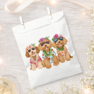 Hawaiian Goldendoodle Dogs Flower Lei Favor Bag
