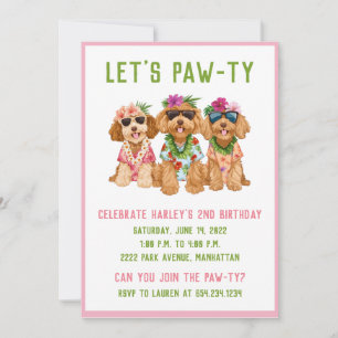 Hawaiian Goldendoodle Dogs Flower Lei Invitation