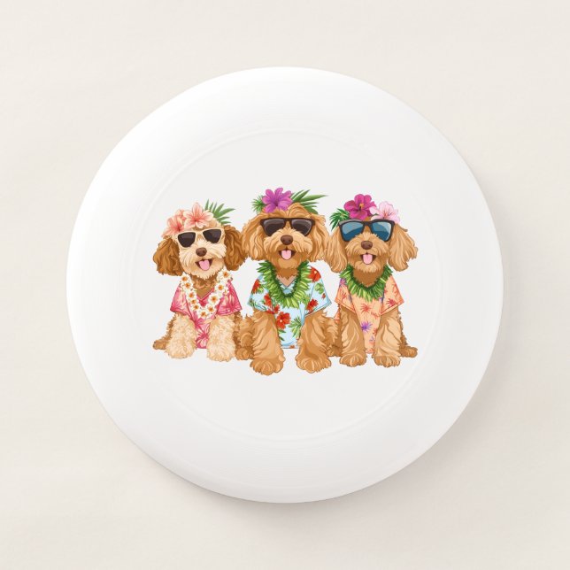 Hawaiian Goldendoodle Dogs Flower Lei Wham-O Frisbee (Front)
