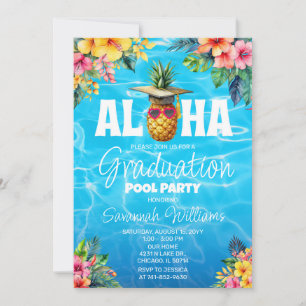 Hawaiian Graduation Pool Party Invitation