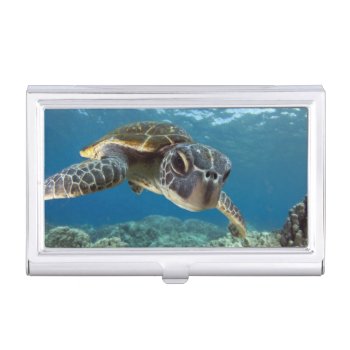 Hawaiian Green Sea Turtle Business Card Holder by wildlifecollection at Zazzle