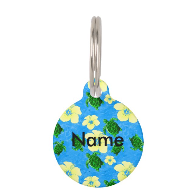 Hawaiian Green Sea Turtle Pet Name Tag (Front)