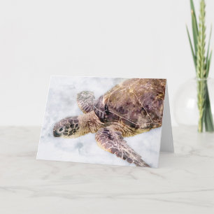 Hawaiian Green Sea Turtle - Sea Turtle Watercolor Card