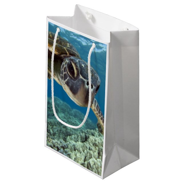 Hawaiian Green Sea Turtle Small Gift Bag (Front Angled)
