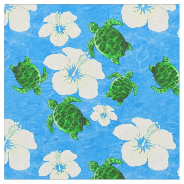 Hawaiian Green Sea Turtles Fabric (Close Up)