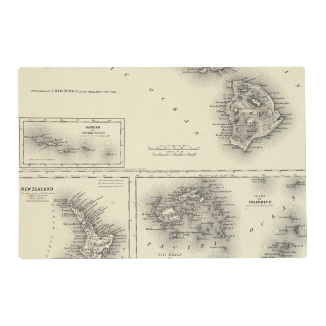 Hawaiian Group Or Sandwich Islands Placemat (Front)