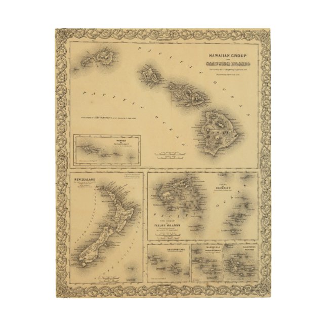 Hawaiian Group Or Sandwich Islands Wood Wall Art (Front)