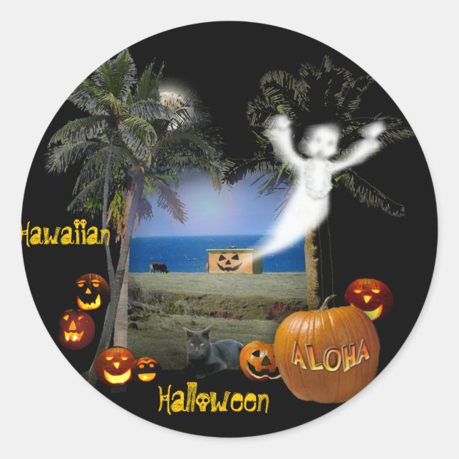Hawaiian Halloween Classic Round Sticker (Front)