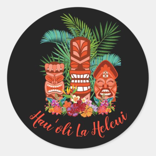 Hawaiian Happy Halloween Hauʻoli Lā Heleuī  Tiki Classic Round Sticker