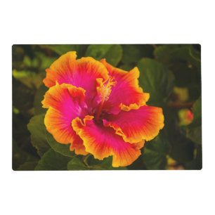 Hawaiian Hibiscus and  Palm Plaid Reversible  Placemat