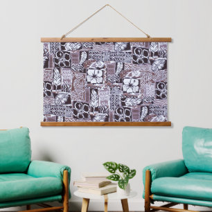 Hawaiian Hibiscus Bark Cloth Hanging Tapestry