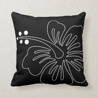 Hawaiian Hibiscus Black & White Throw Pillow