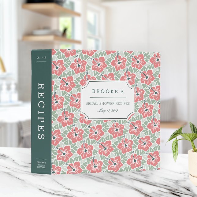 Hawaiian Hibiscus | Bridal Shower Recipe 3 Ring Binder (Creator Uploaded)