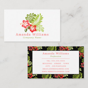 Hawaiian Hibiscus Design, Floral Business Card