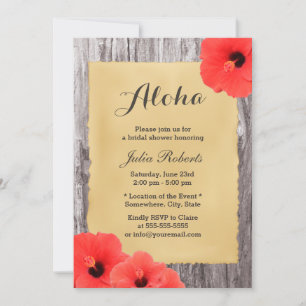 Hawaiian Hibiscus Floral Aloha Bridal Shower Invitation