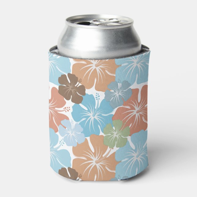 Hawaiian Hibiscus Floral Can Cooler (Can Front)