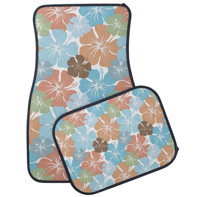 Hawaiian Hibiscus Floral Car Mat (Set)