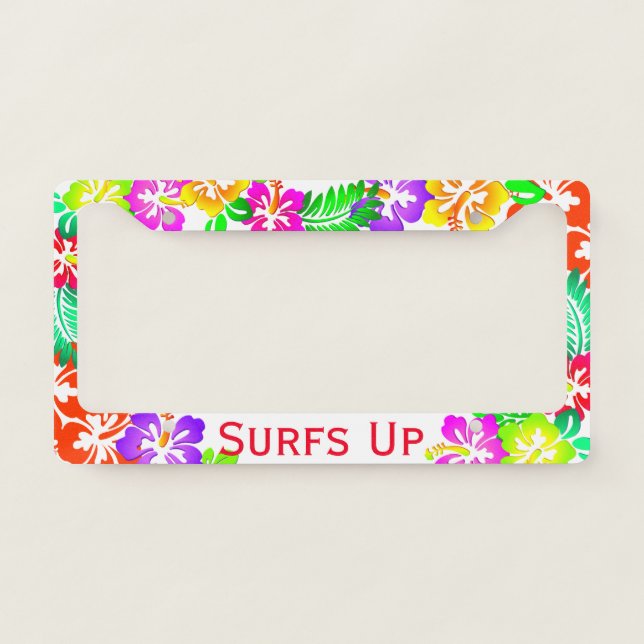 Hawaiian Hibiscus Floral License Plate Frame (Front)