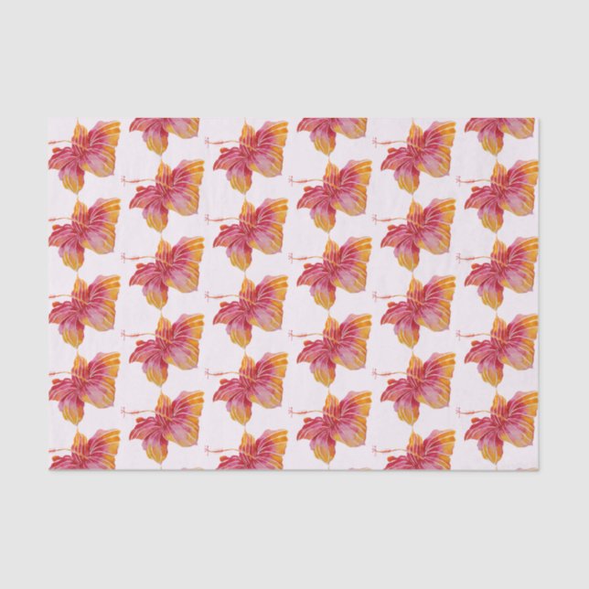 Hawaiian Hibiscus Floral Pattern 10lb Tissue Paper (Front)