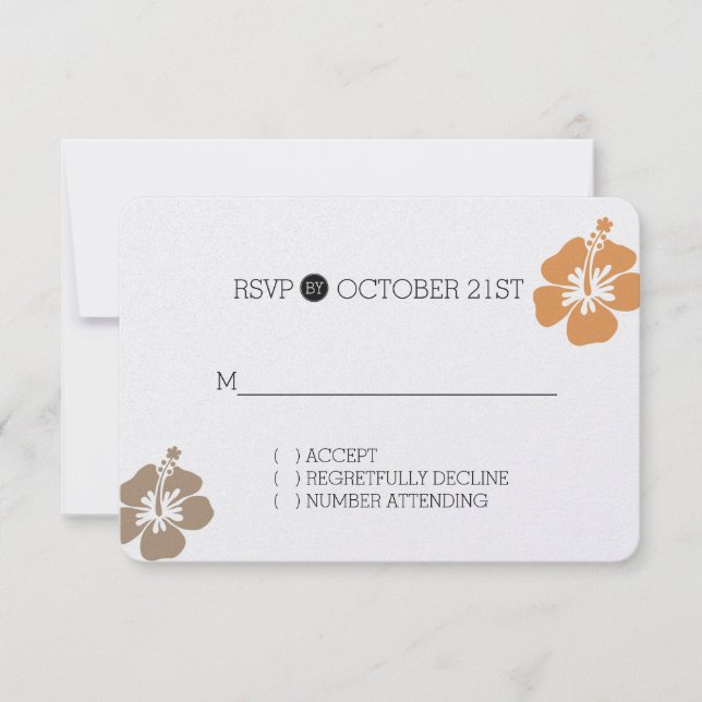 Hawaiian Hibiscus Floral RSVP (Front)