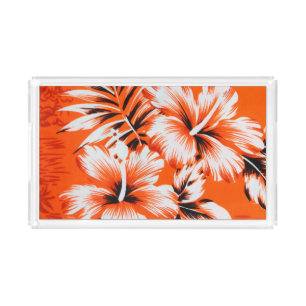 Hawaiian Hibiscus Flower Background Acrylic Tray