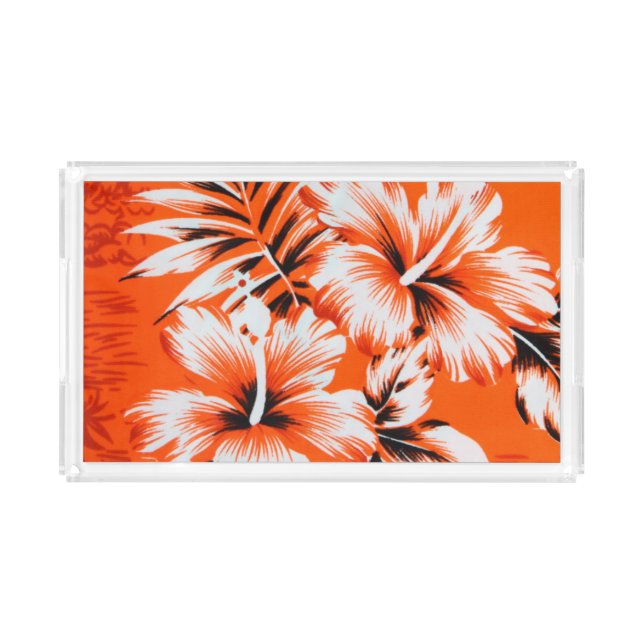 Hawaiian Hibiscus Flower Background Acrylic Tray (Front)