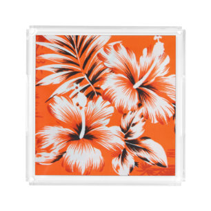 Hawaiian Hibiscus Flower Background Acrylic Tray