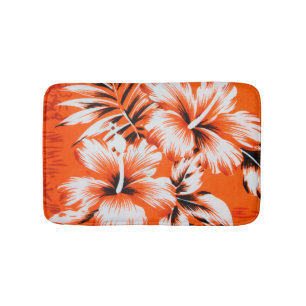Hawaiian Hibiscus Flower Background Bathroom Mat